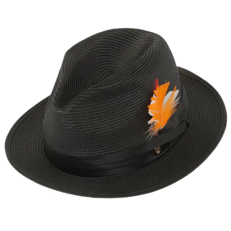 Tapa Crushable Straw Hat Fedora in Black sold by Alberto Nardoni