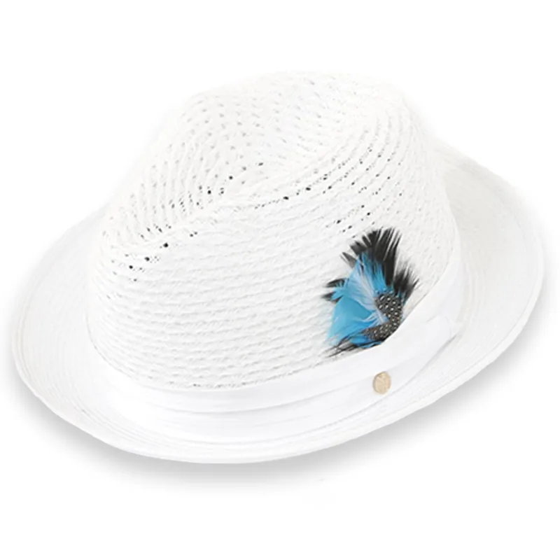 Castor Crushable Straw Hat Fedora in White sold by Alberto Nardoni