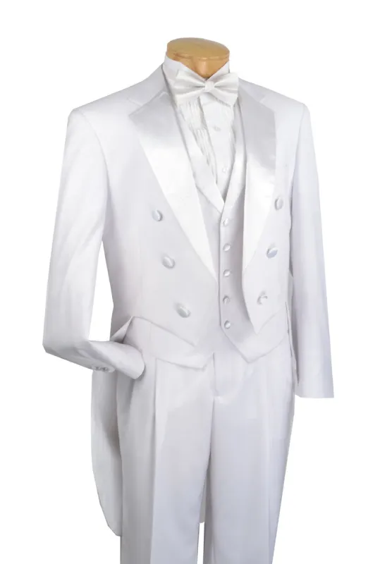 Men's Tuxedo Regular Fit Collection With Tails 3 Piece In White sold by Alberto Nardoni