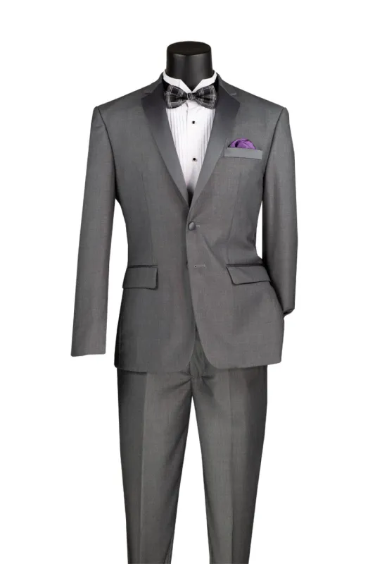 Excalibur Collection - Slim Fit Tuxedo 2 Piece 2 Buttons Design in Gray sold by Alberto Nardoni