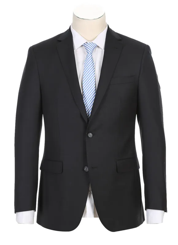 Half Canvas Wool Dress Suit Regular Fit 2 Piece in Black made by Alberto Nardoni
