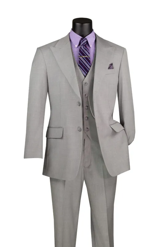 Light Gray Regular Fit 3 Piece Suit with Vest and Adjustable Waist Band Pants sold by Alberto Nardoni