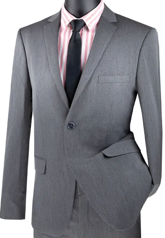 Ultra Slim Fit 2 Piece Suit Stretch Fabric in Solid Charcoal sold by Alberto Nardoni