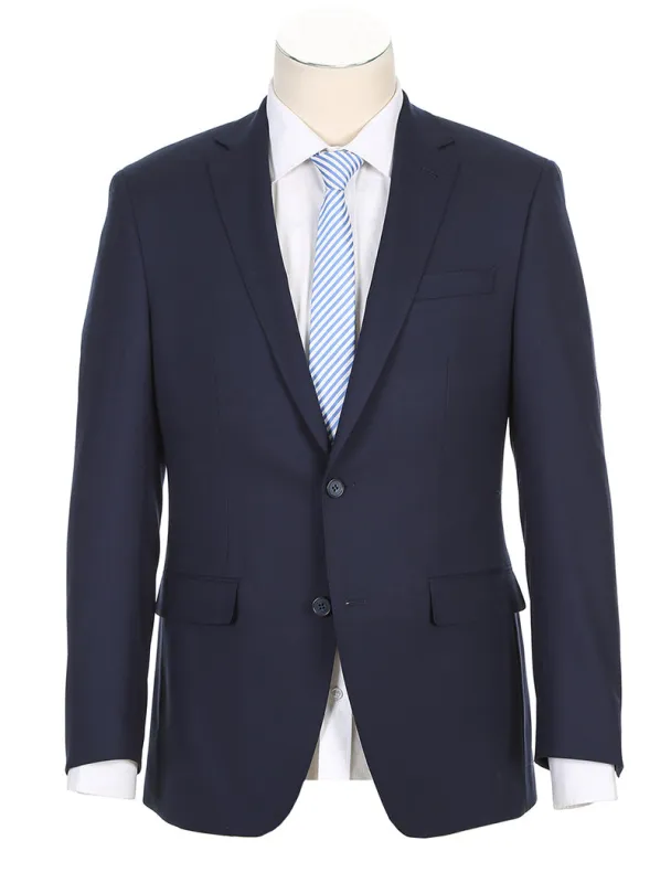 Half Canvas Stretch Wool Dress Suit Regular Fit 2 Piece in Navy made by Alberto Nardoni