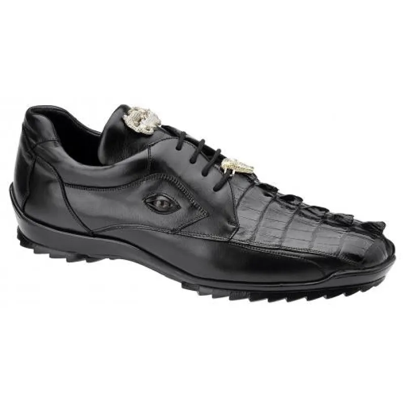 Belvedere Vasco  Black Genuine Hornback Crocodile  Soft Calf Casual Sneakers with Eyes sold by Alberto Nardoni