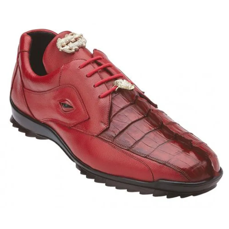 Belvedere Vasco Red Genuine Hornback Crocodile Soft Calf Casual Sneakers with Eyes sold by Alberto Nardoni