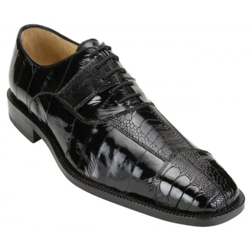 Belvedere Mare Black Genuine Eel And Ostrich Leg Shoes sold by Alberto Nardoni