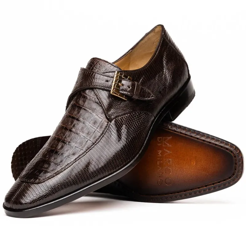 Marco Di Milano Toluca Brown Monk Strap Lizard & Crocodile Shoes sold by Alberto Nardoni