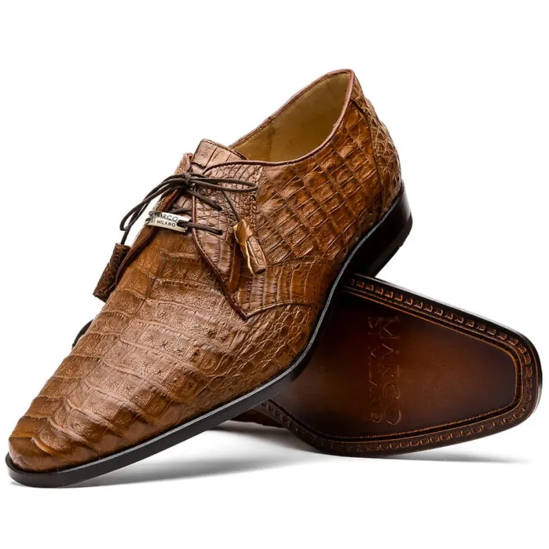 Marco Di Milano Lacio Men's Shoes Bay Apache Brown Genuine Caiman Crocodile Dress Derby Oxfords sold by Alberto Nardoni