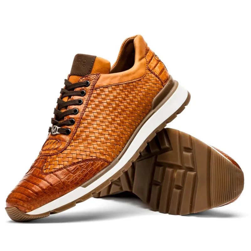Marco Di Milano Roma Men's Shoes Brandy Exotic Crocodile / Woven Leather Casual Sneakers sold by Alberto Nardoni