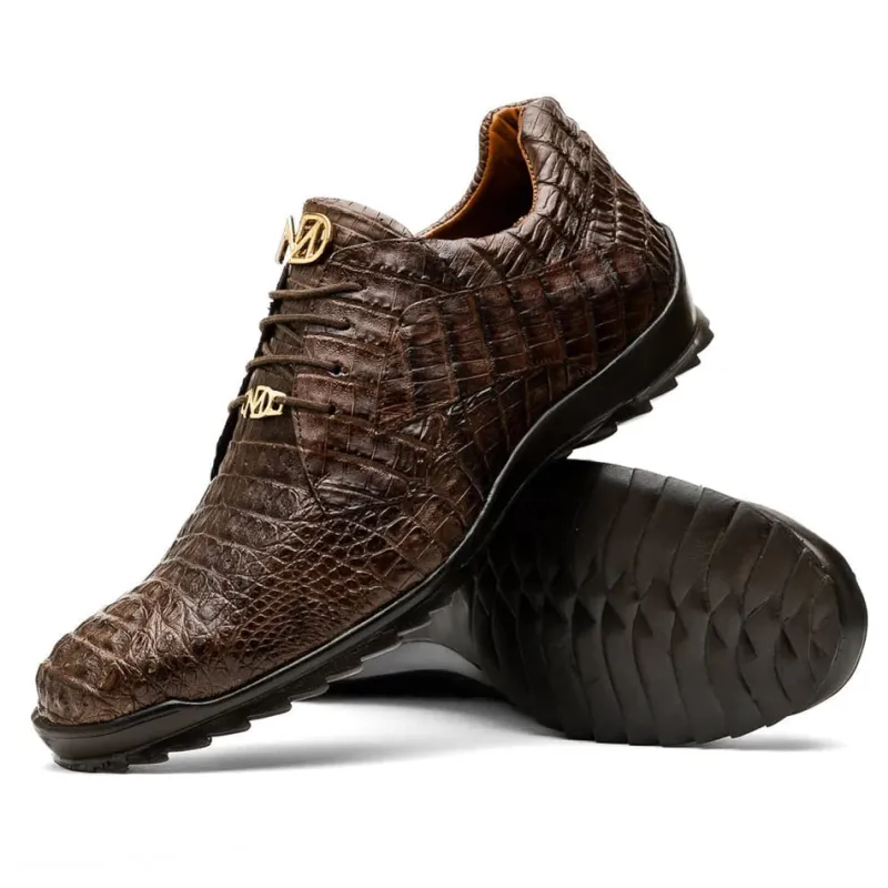 Marco Di Milano Kratos Men's Shoes Brown Exotic Caiman Crocodile Sport Sneakers sold by Alberto Nardoni