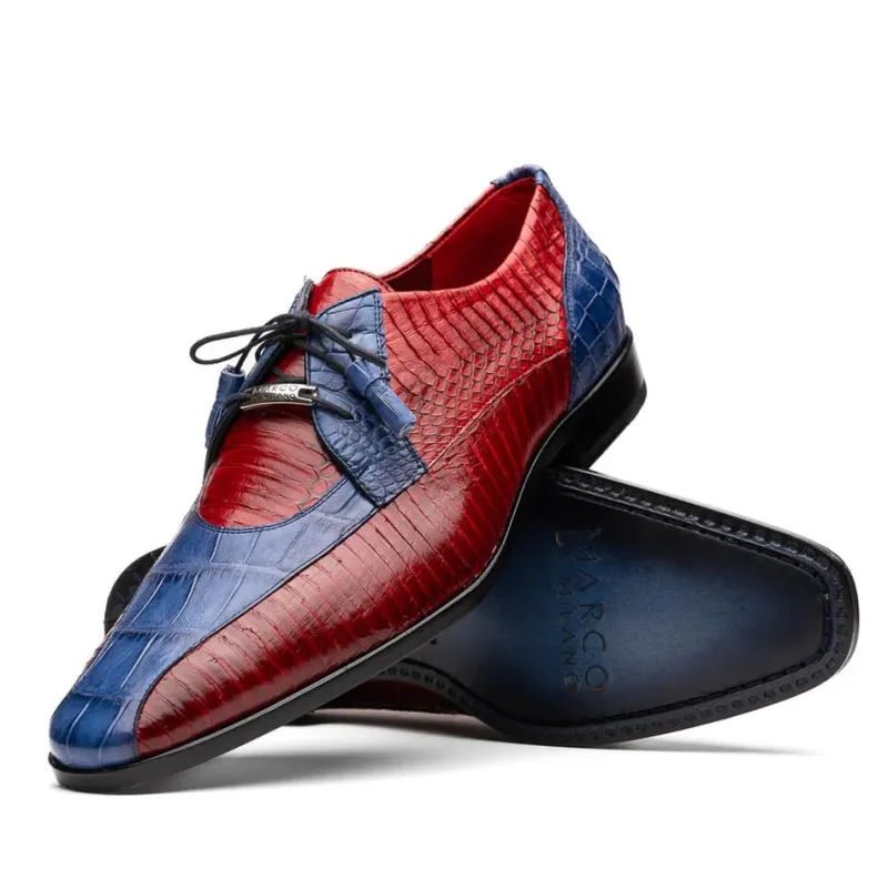 Marco Di Milano Moncalieri Navy & Red Genuine Alligator / Cobra Skin Dress Derby Oxfords sold by Alberto Nardoni