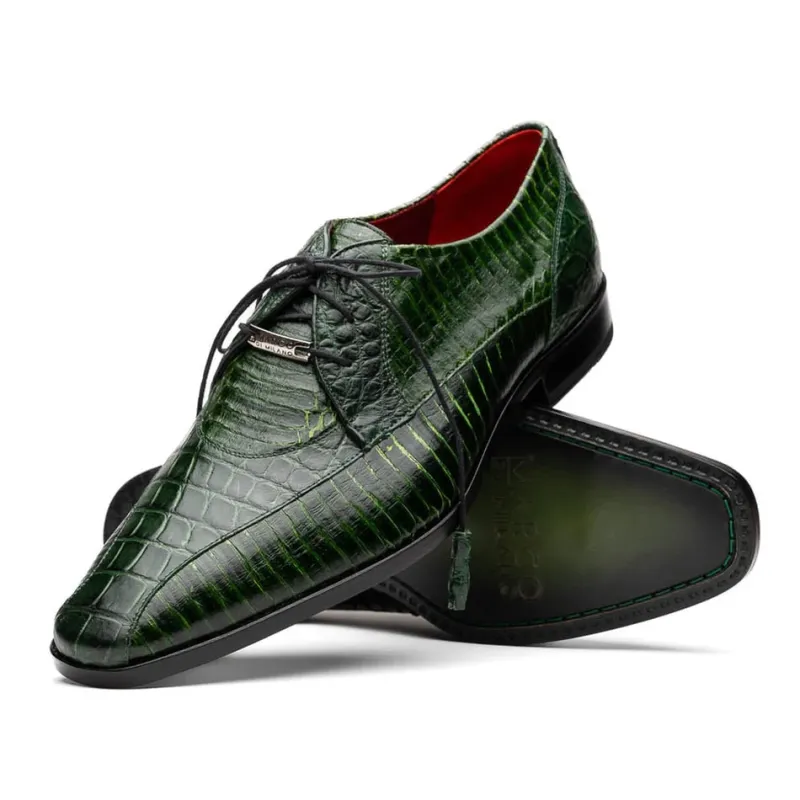 Marco Di Milano Moncalieri Green Genuine Alligator / Cobra Skin Dress Derby Oxfords sold by Alberto Nardoni