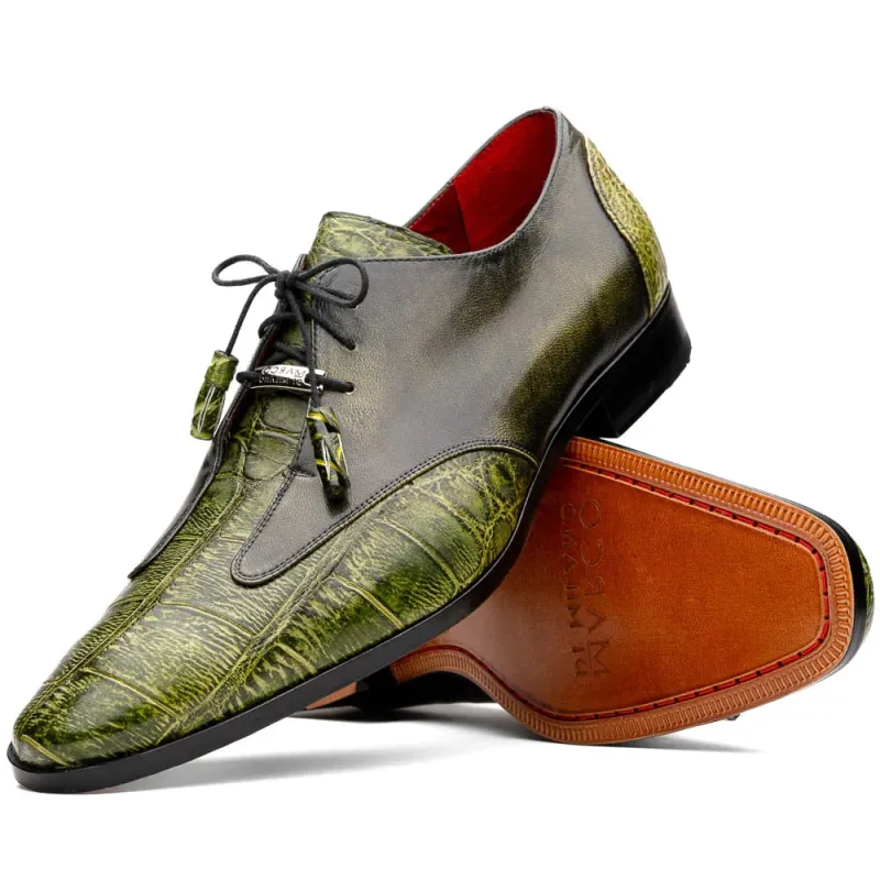 Marco Di Milano Anzio Exotic Alligator & Calfskin Leather Green Oxfords sold by Alberto Nardoni