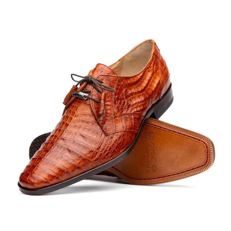 Marco Di Milano Lacio Men's Shoes Brandy Exotic Crocodile Derby Oxfords sold by Alberto Nardoni