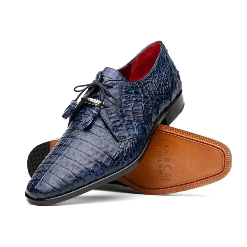 Marco Di Milano Lacio Men's Shoes Navy Exotic Crocodile Derby Oxfords sold by Alberto Nardoni