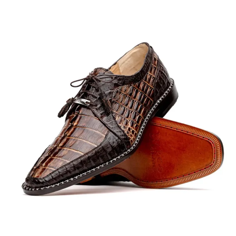 Marco Di Milano Caribe Men's Shoes Orix & Brown Exotic Hornback Crocodile Skin Derby Oxfords sold by Alberto Nardoni