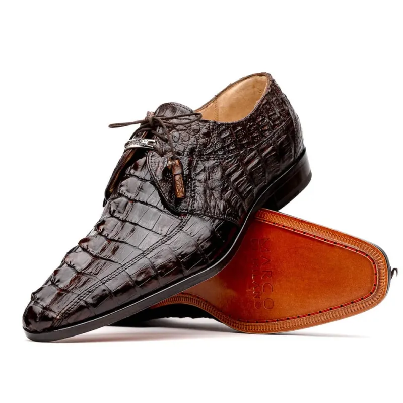 Marco Di Milano Cancun Men's Shoes Brown Exotic Hornback Crocodile Skin Derby Oxfords sold by Alberto Nardoni