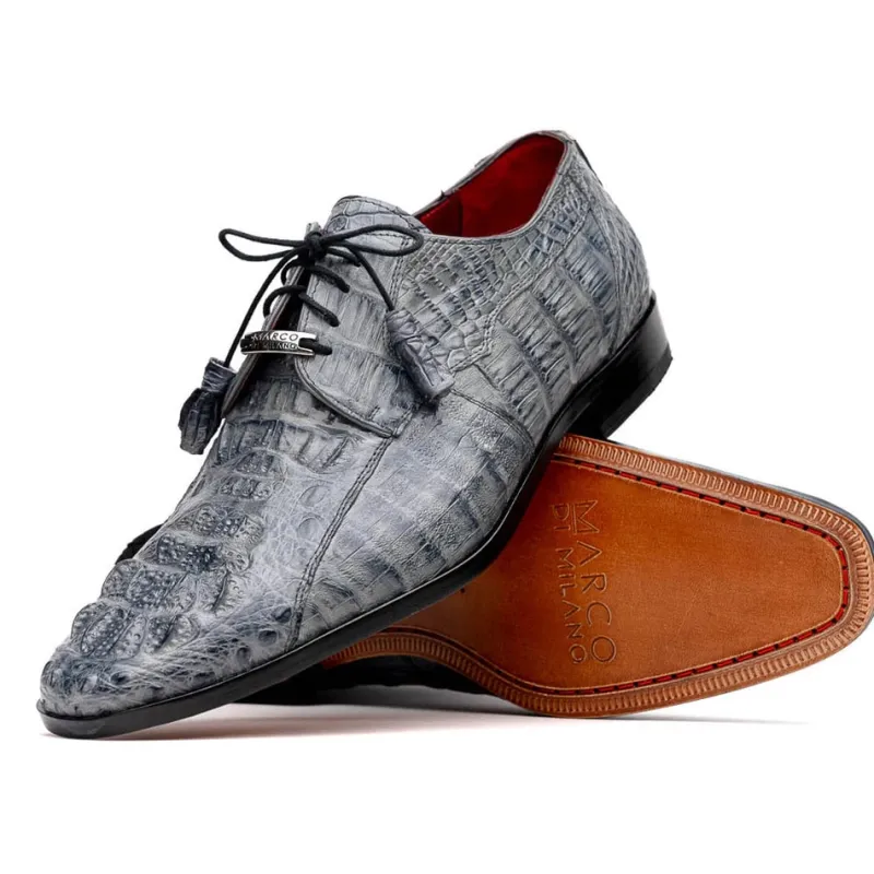 Marco Di Milano Tulum Men's Shoes Gray Exotic Crocodile Derby Oxfords sold by Alberto Nardoni