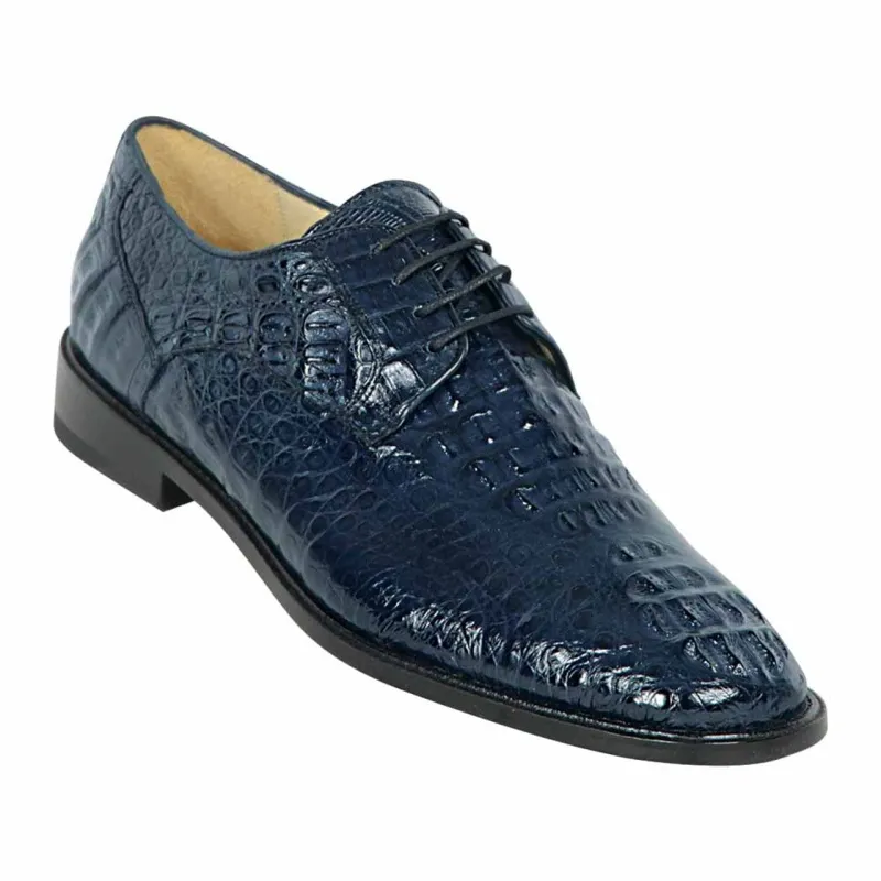 Los Altos Caiman Hornback Plain Toe Navy Shoes made by Alberto Nardoni