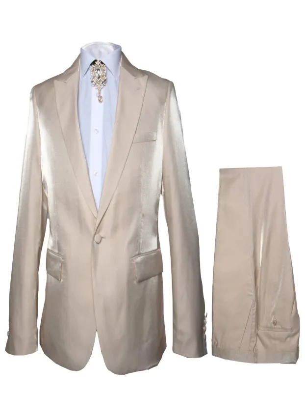 Champagne Color Single Breasted Wedding Suit - Beigish Goldish Color Tuxedo - Rossi Man Leo sold by Alberto Nardoni