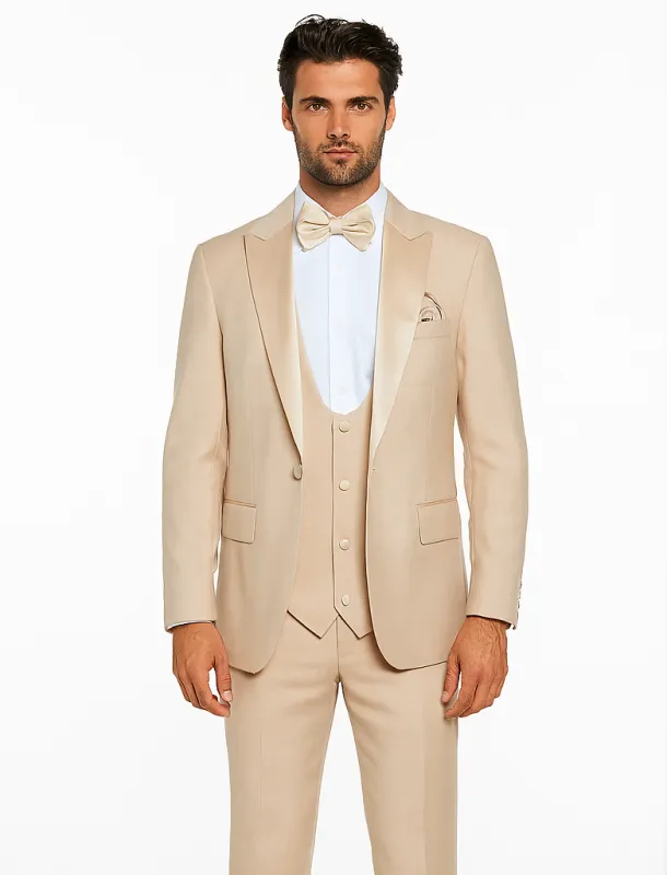 Champagne Color Wedding Suit - Beigish Goldish Color Tuxedo - Rossi Man Leo Tuxedo sold by Alberto Nardoni