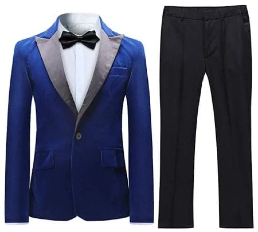 Velvet Suit Tuxedo Suit Jacket and Pants Blue (Including Black Pants) sold by Alberto Nardoni