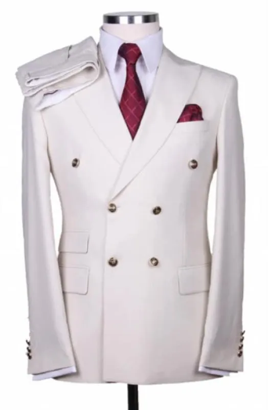 Slim Fitted Cut Mens Double Breasted Blazer - Off-white Double Breasted Sport Coat sold by Alberto Nardoni