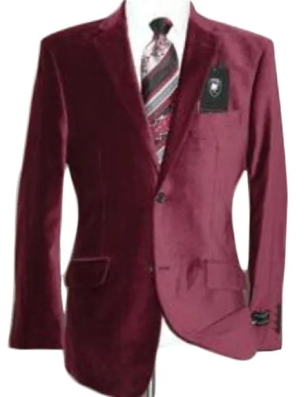 Velvet Blazer - Mens Velvet Jacket Velvet Burgundy ~ Maroon Suit ~ Wine Color Sport Coat Cheap Priced Unique Fashion Designer Men's Dress Sale sold by Alberto Nardoni