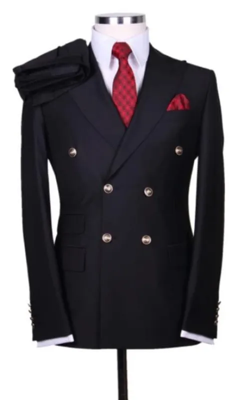 Slim Fitted Cut Mens Black Double Breasted Blazers - Double Breasted Sport Coat sold by Alberto Nardoni