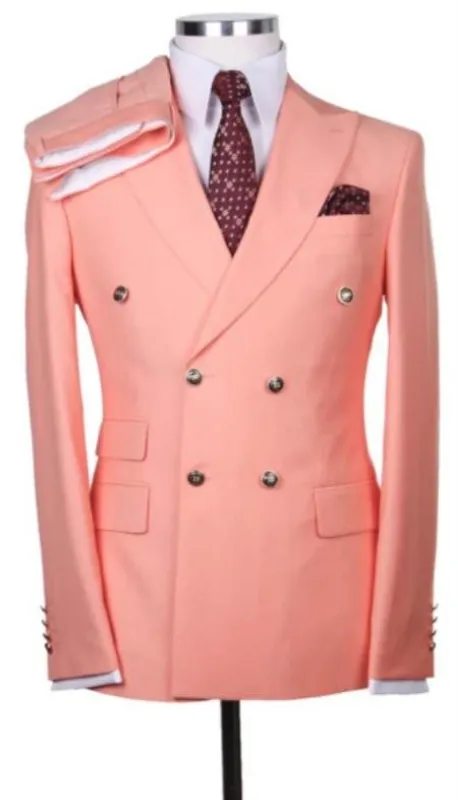 Slim Fitted Cut Mens Tan Double Breasted Blazers - Double Breasted Sport Coat sold by Alberto Nardoni