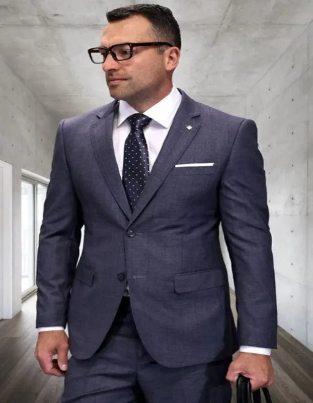 Mens 3 Piece 100 Percent Wool Suit - Affordable Italian Super 150's Fabric in Plaid Texture Fabric in Color Dark Grey - Online Special sold by Alberto Nardoni