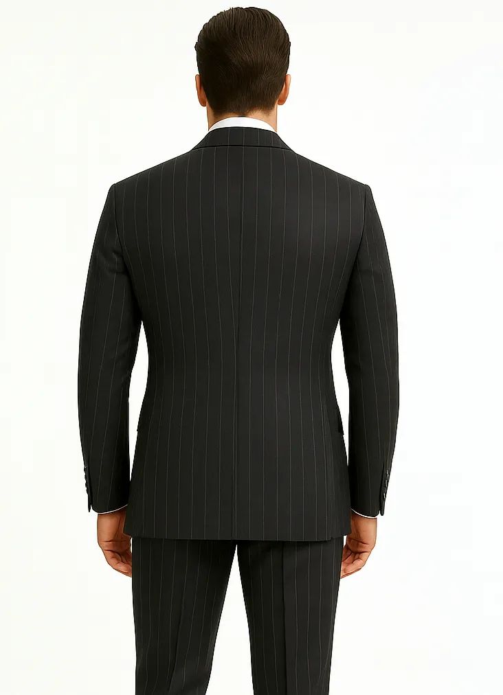 Double Breasted Suits - Vested Suits Wool Fabric - Apolo King Brand - Gray Stripe Suit sold by Alberto Nardoni product image thumbnail 2