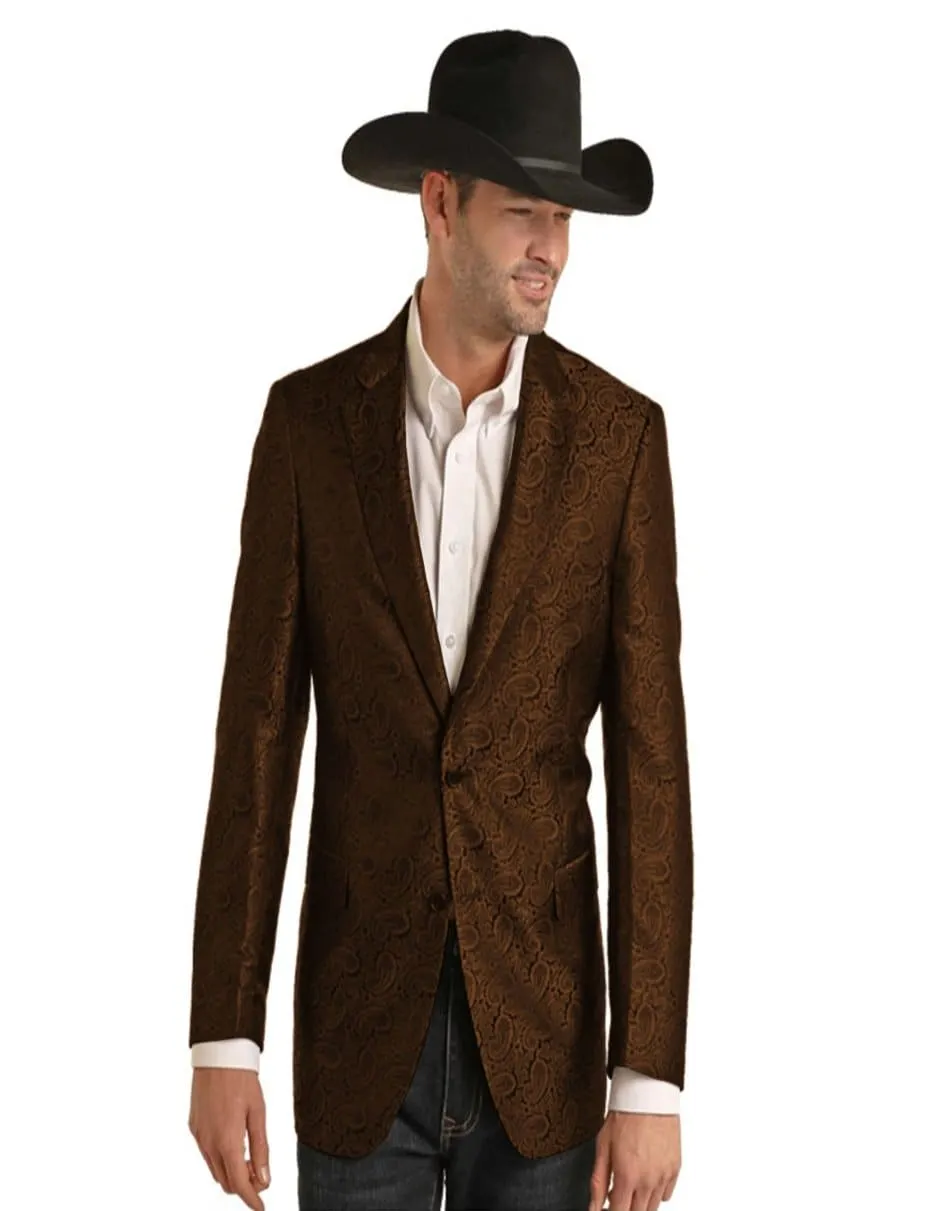 Mens Two Button Notch Lapel Paisley Pattern Blazer Brown sold by Alberto Nardoni