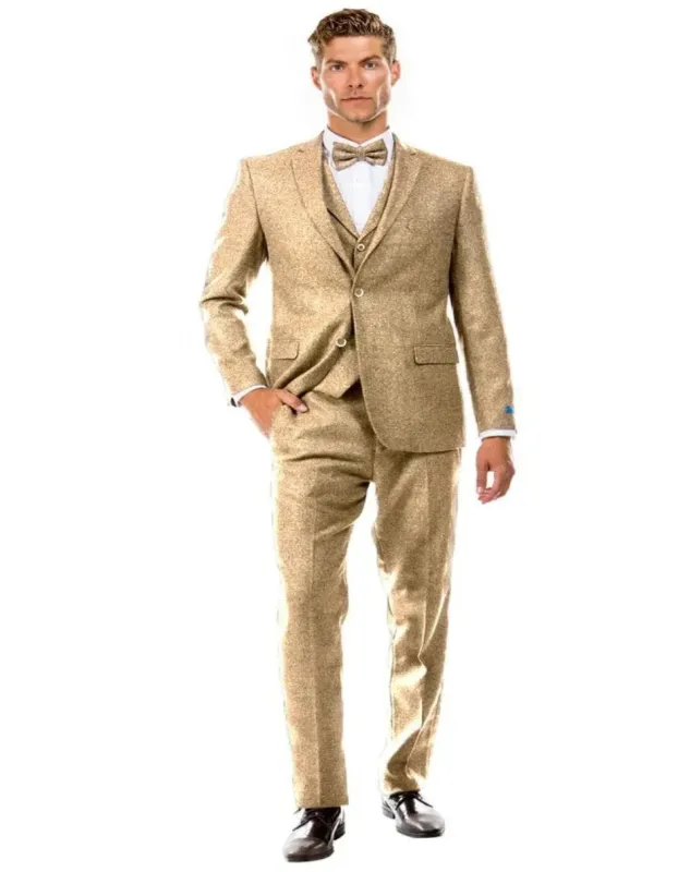 Tan Suits For Wedding Tan Groomsmen Suits Tan Vintage Style Tuxedo sold by Alberto Nardoni