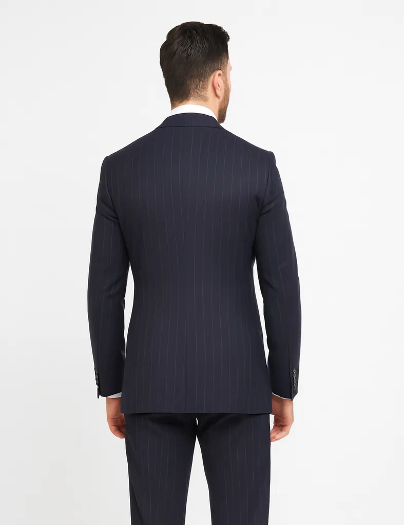 Statement Suits - Wool Suits - Peak Lapel Suits - Ticket Pocket - Modern Fit - Charcoal Stripe Suit sold by Alberto Nardoni product image thumbnail 3