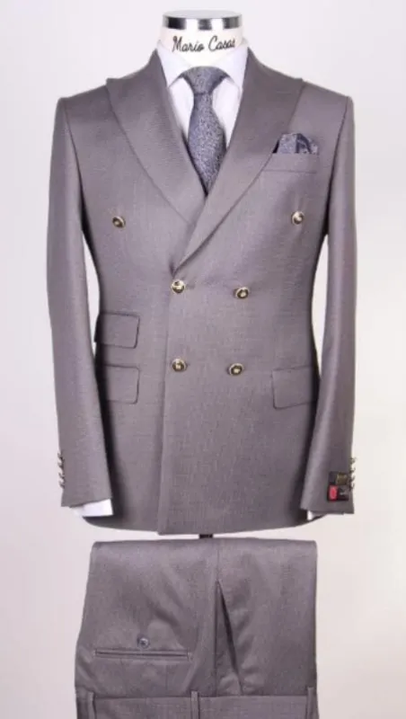 Slim Fitted Cut Mens Gray Double Breasted Blazers - Double Breasted Sport Coat sold by Alberto Nardoni