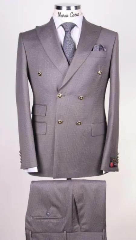 Slim Fitted Cut Mens Gray Double Breasted Blazers - Double Breasted Sport Coat sold by Alberto Nardoni