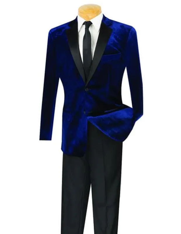 Men's Navy Velvet Tuxedo Suit sold by Alberto Nardoni