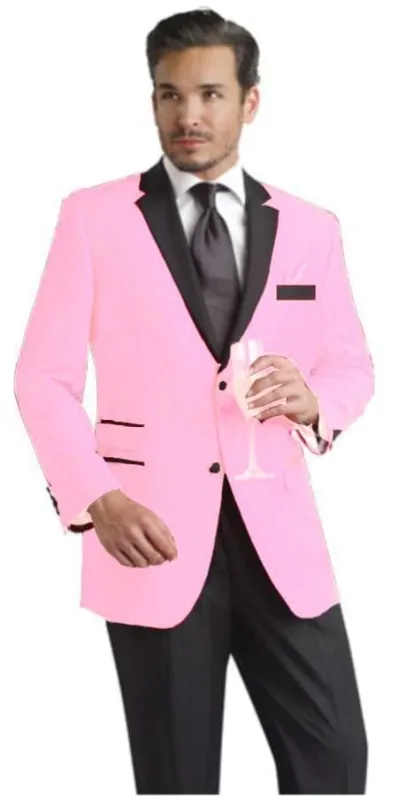 Pink Suit Two Button Party Suit & Fashion Tuxedo For Men & Blazer W/ Black  Soft Light Weight Velvet Fabric sold by Alberto Nardoni