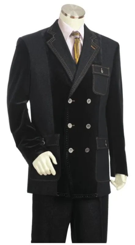 Men's Double Breasted Suit Stitch Accent Suit Black sold by Alberto Nardoni