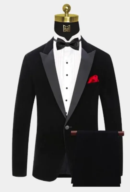 Men One Button Black Velvet Tuxedo Suit – 2 Piece sold by Alberto Nardoni