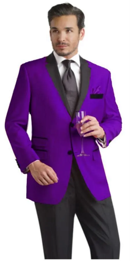 Velour Men's blazer Jacket Purple Two Button Party Suit & Tuxedo & w/ Black Velvet or Suit Fab sold by Alberto Nardoni