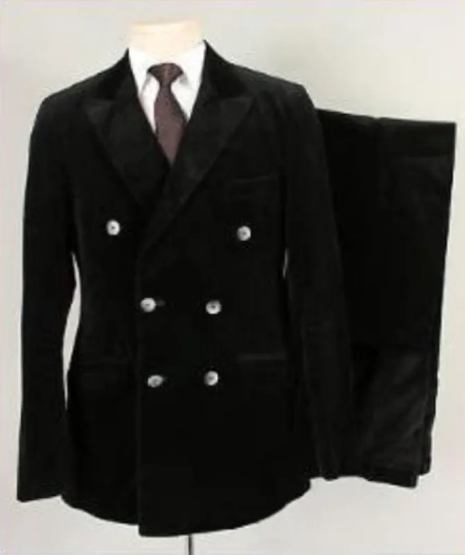 Men's Alberto Nardoni Black Velvet ~ Velour Men's Blazer Jacket Double Breasted Suit - Slim Fitted sold by Alberto Nardoni
