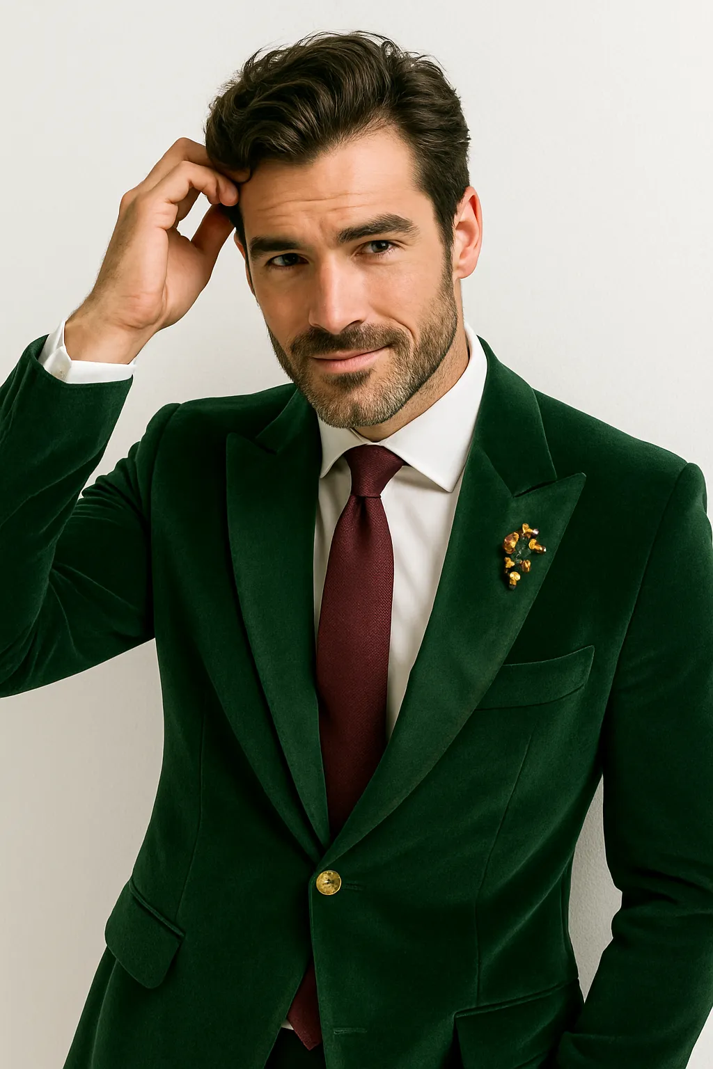 Velvet Cutaway Tuxedo - Velvet Morning Suit - Velvet Tail Tuxedo - Green sold by Alberto Nardoni product image thumbnail 2