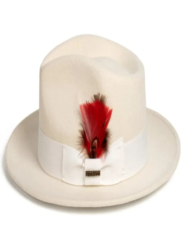 Off White Dress Hat 1920s Fedora Style - Mens Classic Wool Fedora Dress Hat in Off White sold by Alberto Nardoni