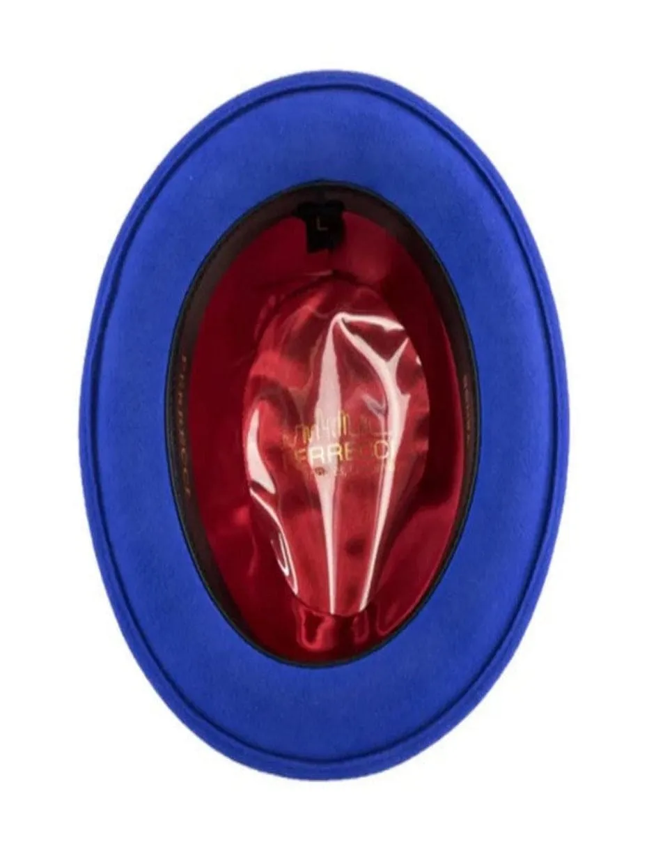 Royal Blue Dress Hat 1920s Fedora Style - Mens Narrow Brim Crushable Wool Dress Hat Trilby Fedora in Royal Blue sold by Alberto Nardoni product image thumbnail 3