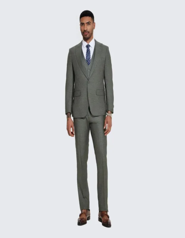 Men's Sage Suit Three Piece Set- Wedding - Prom sold by Alberto Nardoni