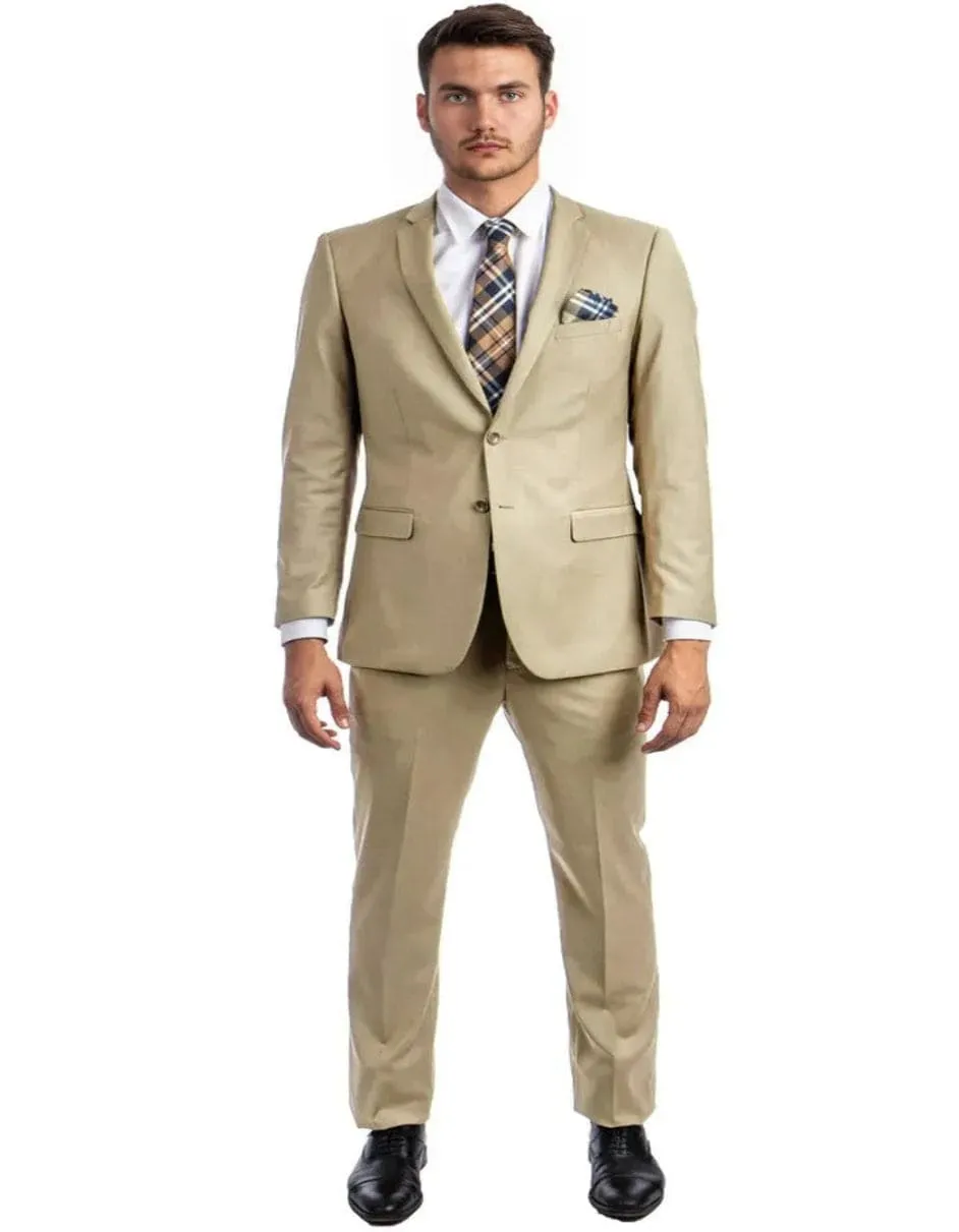 Men's Basic 2 Button Slim Fit Wedding Tan Suit sold by Alberto Nardoni product image thumbnail 2
