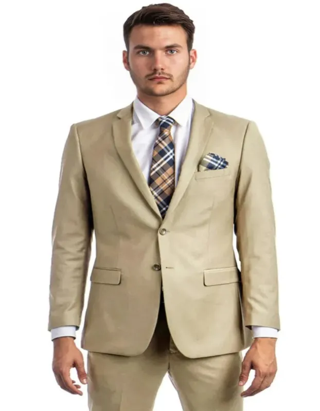 Men's Basic 2 Button Slim Fit Wedding Tan Suit sold by Alberto Nardoni